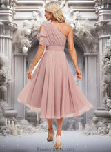 Load image into Gallery viewer, Joan A-line One Shoulder Asymmetrical Chiffon Bridesmaid Dress With Ruffle XXBP0025819