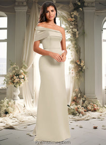 Miracle A-line Asymmetrical Off the Shoulder Floor-Length Satin Prom Dresses XXBP0025884