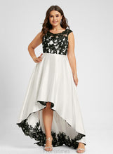 Load image into Gallery viewer, Illusion Satin Asymmetrical Muriel Scoop A-Line Prom Dresses Lace