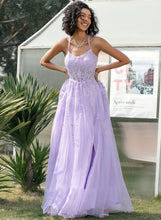 Load image into Gallery viewer, Scoop Sequins Train Tulle With Neck Ball-Gown/Princess Lace Sweep Prom Dresses Rebecca