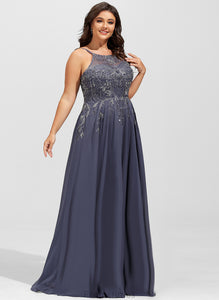 Prom Dresses A-Line Sequins With Floor-Length Alessandra Chiffon Scoop