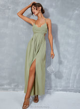 Load image into Gallery viewer, Neck A-Line Cassandra Split With Cowl Prom Dresses Ankle-Length Front