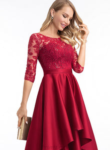 Scoop A-Line Prom Dresses Neck Sequins With Asymmetrical Satin April