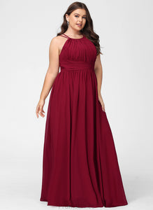 A-Line Viviana With Prom Dresses Scoop Floor-Length Chiffon Ruffle