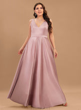 Load image into Gallery viewer, Ball-Gown/Princess Satin Chanel With Floor-Length V-neck Pockets Prom Dresses