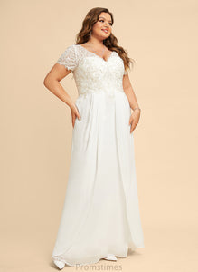 Dress A-Line Floor-Length V-neck Chiffon Wedding Wedding Dresses Elva