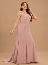 Load image into Gallery viewer, Court Sequins Chiffon Anne Off-the-Shoulder With Train Prom Dresses Lace Trumpet/Mermaid