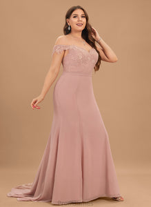 Court Sequins Chiffon Anne Off-the-Shoulder With Train Prom Dresses Lace Trumpet/Mermaid