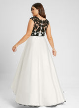 Load image into Gallery viewer, Illusion Satin Asymmetrical Muriel Scoop A-Line Prom Dresses Lace