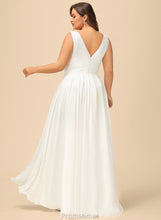 Load image into Gallery viewer, With Pleated Ava V-neck Floor-Length Chiffon A-Line Dress Wedding Dresses Wedding