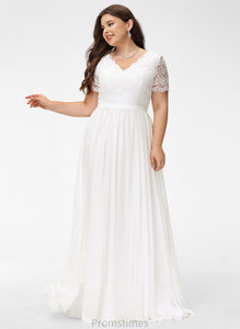 V-neck Wedding Dresses Floor-Length Lace A-Line Sloane Wedding Dress Chiffon