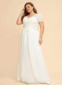 Dress A-Line Floor-Length V-neck Chiffon Wedding Wedding Dresses Elva