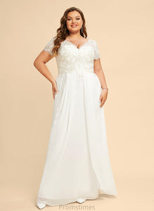 Dress A-Line Floor-Length V-neck Chiffon Wedding Wedding Dresses Elva