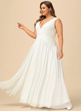 Load image into Gallery viewer, With Pleated Ava V-neck Floor-Length Chiffon A-Line Dress Wedding Dresses Wedding