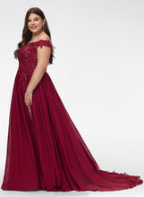 Load image into Gallery viewer, Train Chiffon Off-the-Shoulder Ina Sweep Lace Sequins Prom Dresses A-Line With