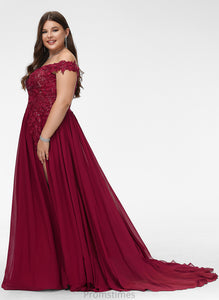 Train Chiffon Off-the-Shoulder Ina Sweep Lace Sequins Prom Dresses A-Line With