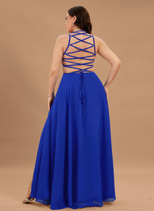 Scoop Prom Dresses Floor-Length Delilah Chiffon A-Line