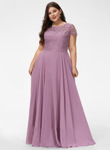 Load image into Gallery viewer, Lace With A-Line Chiffon Scoop Floor-Length Neck Kinsley Prom Dresses Pockets