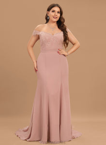 Court Sequins Chiffon Anne Off-the-Shoulder With Train Prom Dresses Lace Trumpet/Mermaid