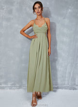 Load image into Gallery viewer, Neck A-Line Cassandra Split With Cowl Prom Dresses Ankle-Length Front