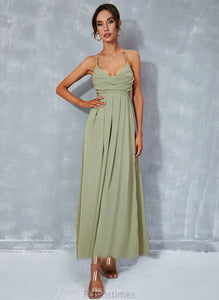 Neck A-Line Cassandra Split With Cowl Prom Dresses Ankle-Length Front