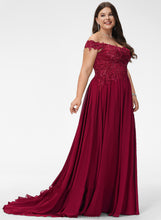 Load image into Gallery viewer, Train Chiffon Off-the-Shoulder Ina Sweep Lace Sequins Prom Dresses A-Line With