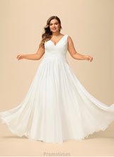 Load image into Gallery viewer, With Pleated Ava V-neck Floor-Length Chiffon A-Line Dress Wedding Dresses Wedding