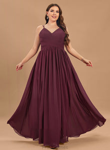 Lace With V-neck Floor-Length Prom Dresses Ruffle Ashlyn A-Line Chiffon