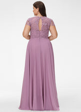 Load image into Gallery viewer, Lace With A-Line Chiffon Scoop Floor-Length Neck Kinsley Prom Dresses Pockets