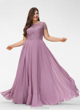 Load image into Gallery viewer, Lace With A-Line Chiffon Scoop Floor-Length Neck Kinsley Prom Dresses Pockets