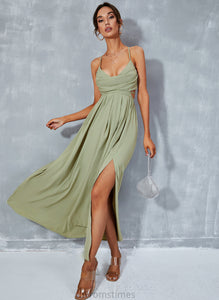 Neck A-Line Cassandra Split With Cowl Prom Dresses Ankle-Length Front