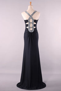 2024 Slim V Neck Prom Dress Sheath Floor Length Open Back Discount Price #2085