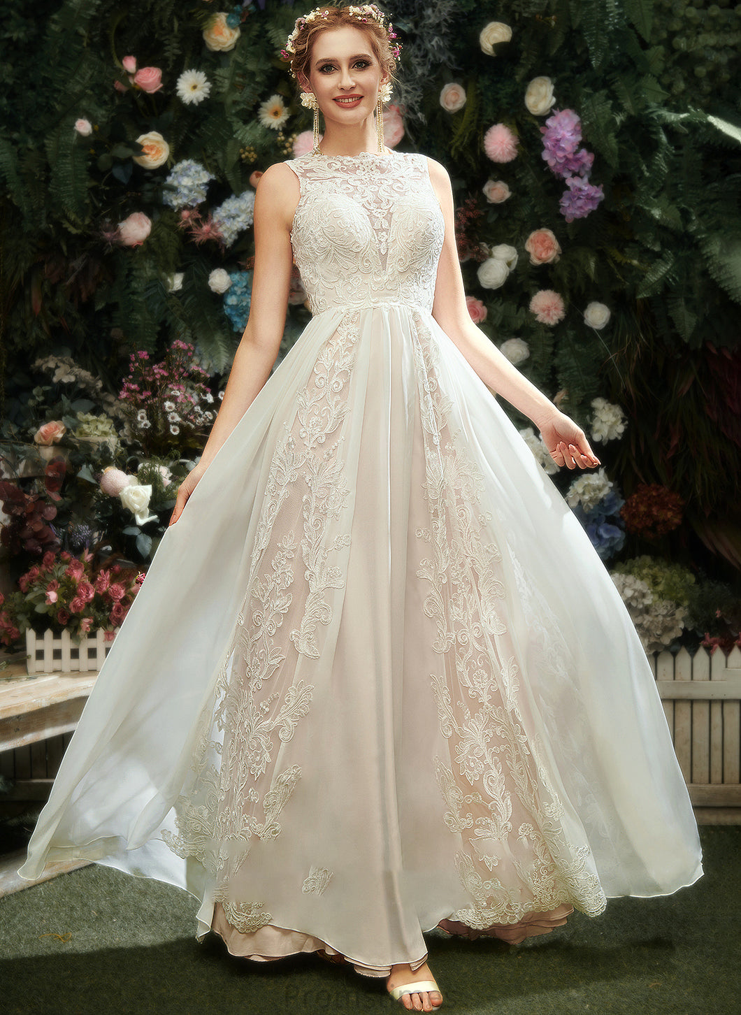 With A-Line Wedding Dress Neck Floor-Length Cecelia Wedding Dresses Scoop Lace