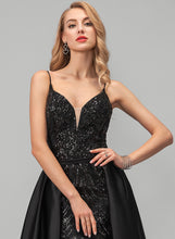 Load image into Gallery viewer, V-neck A-Line Floor-Length With Simone Prom Dresses Sequins Satin