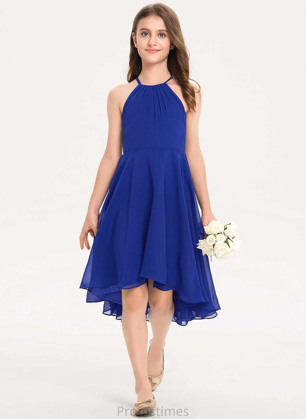 A-Line Ruffle Asymmetrical Neck Scoop With Junior Bridesmaid Dresses Chiffon Isabela