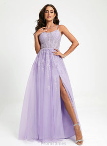 Scoop Sequins Train Tulle With Neck Ball-Gown/Princess Lace Sweep Prom Dresses Rebecca