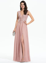 Load image into Gallery viewer, A-Line Floor-Length V-neck Kallie Prom Dresses Chiffon