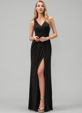 Load image into Gallery viewer, Ruffle A-Line Split Jersey With V-neck Floor-Length Prom Dresses Anaya Front