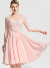 Load image into Gallery viewer, Wedding Dresses Chiffon With Wedding Lace A-Line V-neck Ashley Knee-Length Beading Dress