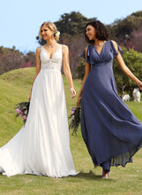 Load image into Gallery viewer, Court Train Wedding Wedding Dresses Miya Sequins With A-Line Dress Beading V-neck