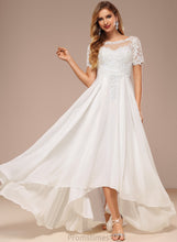 Load image into Gallery viewer, Dress Wedding Dresses Neck Asymmetrical Boat Wedding A-Line Lace Mareli Chiffon