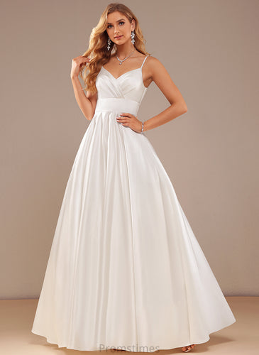 Ball-Gown/Princess Dress Wedding Sydnee Floor-Length Wedding Dresses Satin V-neck