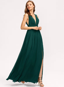 Chiffon V-neck Kiersten Front A-Line Prom Dresses Floor-Length With Split