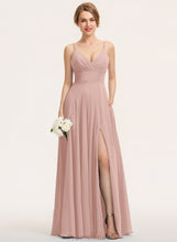 Load image into Gallery viewer, V-neck Ruffle Chiffon Prom Dresses A-Line Amber Floor-Length With