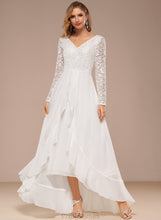 Load image into Gallery viewer, Chiffon A-Line Wedding Dress Wedding Dresses Asymmetrical Lace V-neck Karley