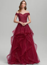 Load image into Gallery viewer, Floor-Length Kaylah With Sequins Off-the-Shoulder Prom Dresses Tulle Ball-Gown/Princess