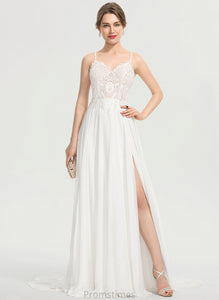 Dress Helen Split A-Line Sweep Wedding Wedding Dresses V-neck With Chiffon Train Front