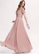 Load image into Gallery viewer, Chiffon Prom Dresses A-Line Neck Scoop Floor-Length With Nathaly Sequins