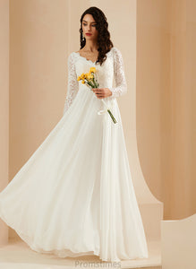 V-neck With Wedding Sweep Train Dress A-Line Lace Wedding Dresses Evangeline