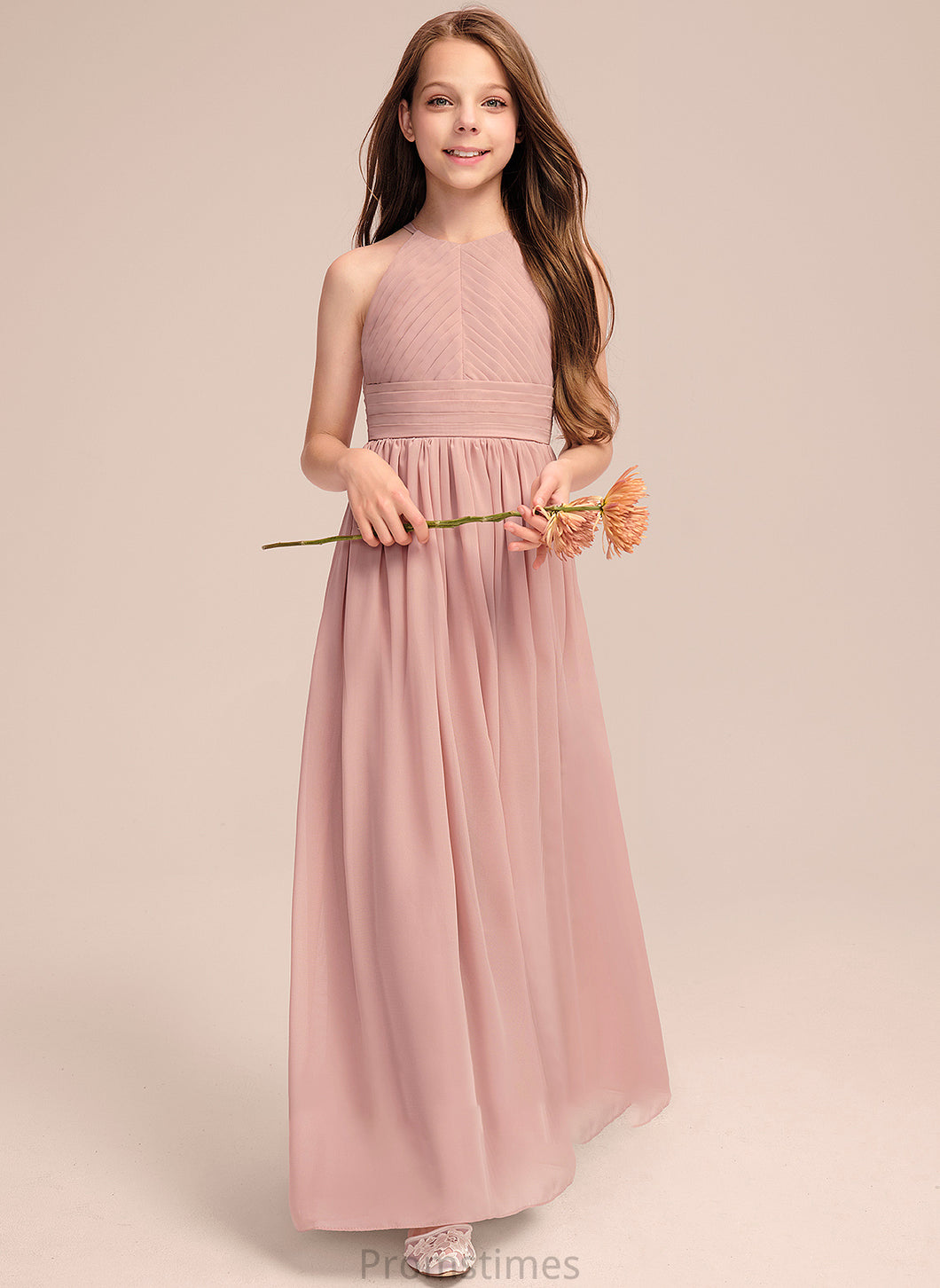 A-Line Ruffle Chiffon With Neck Junior Bridesmaid Dresses Floor-Length Charlotte Scoop